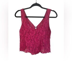 Fuchsia Lace Sleeveless Tank Top